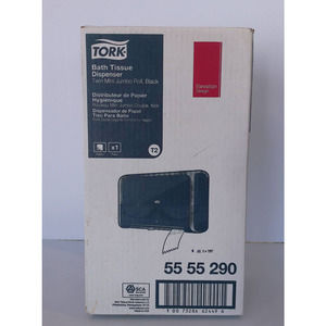 Tork Bath Tissue Dispenser Twin Mini Jumbo Roll, Black 55 55 290 NIB